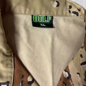 DELF Men's Camouflage Military Jacket - Tan and Brown